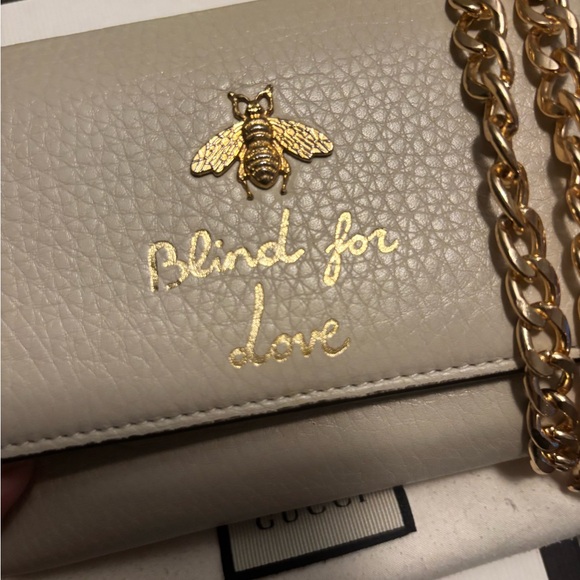 🐝 GUCCI Bee Cream / Beige “Blind For Love” Collection Long Wallet FULLSET - Picture 2 of 12